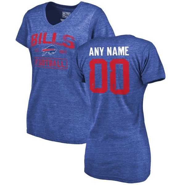 Women Buffalo Bills NFL Pro Line by Fanatics Branded Royal Distressed Custom Name and Number Tri-Blend T-Shirt